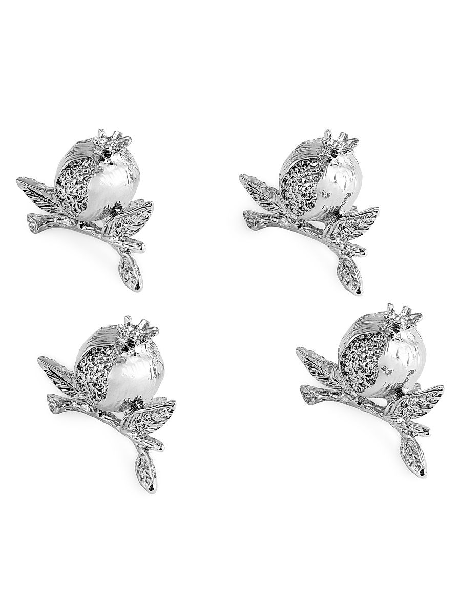Pomegranate Placecard Holder Four-Piece Set - Silver