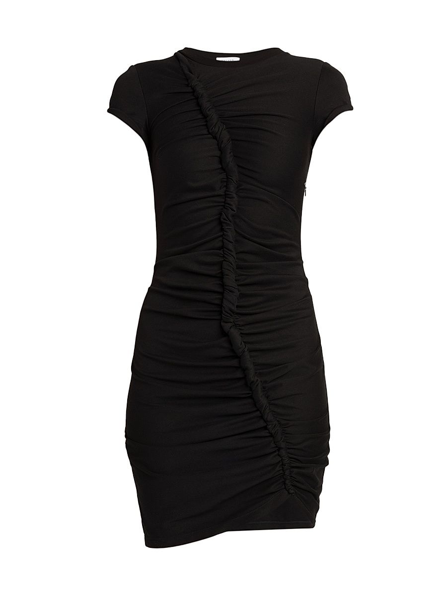 Women's Gathered Cotton Body-Con Minidress - Black - Size 8