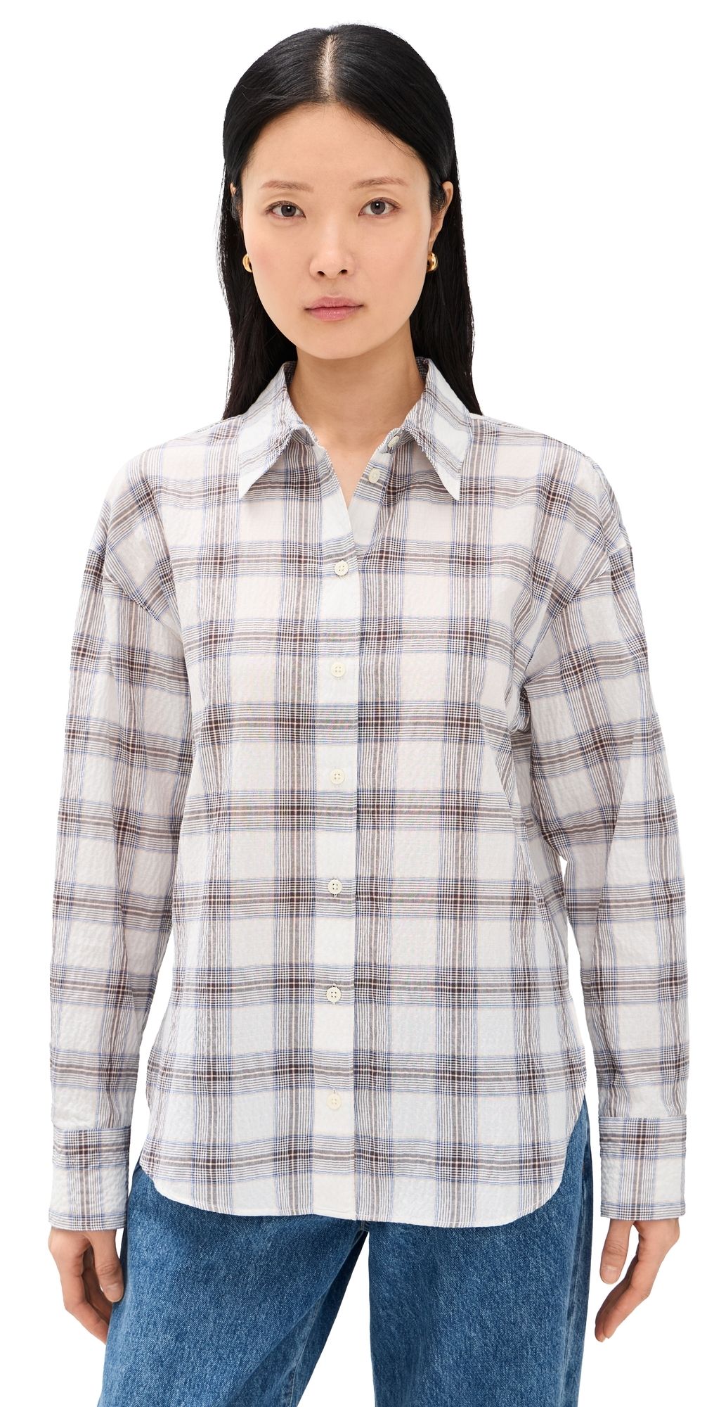 Sold Out NYC The Everything Shirt Cream Plaid M