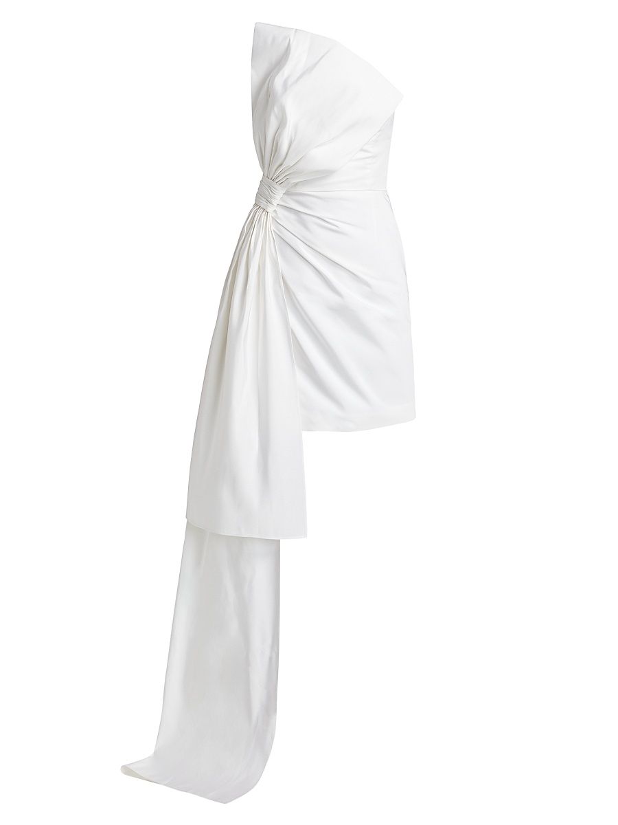 Women's Nadine Silk Draped Strapless Minidress - Silk Faille White - Size 10