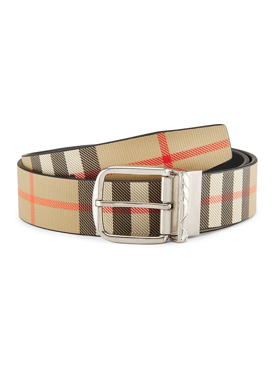 Men's Reversible Check B Buckle Belt - Black Sand Silver - Size 36