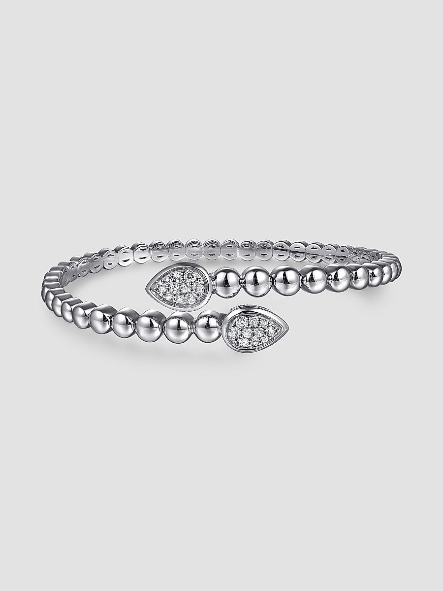 Gabriel & Co Women's Bujukan Sterling Silver & White Sapphire Bypass Bangle - Sterling Silver