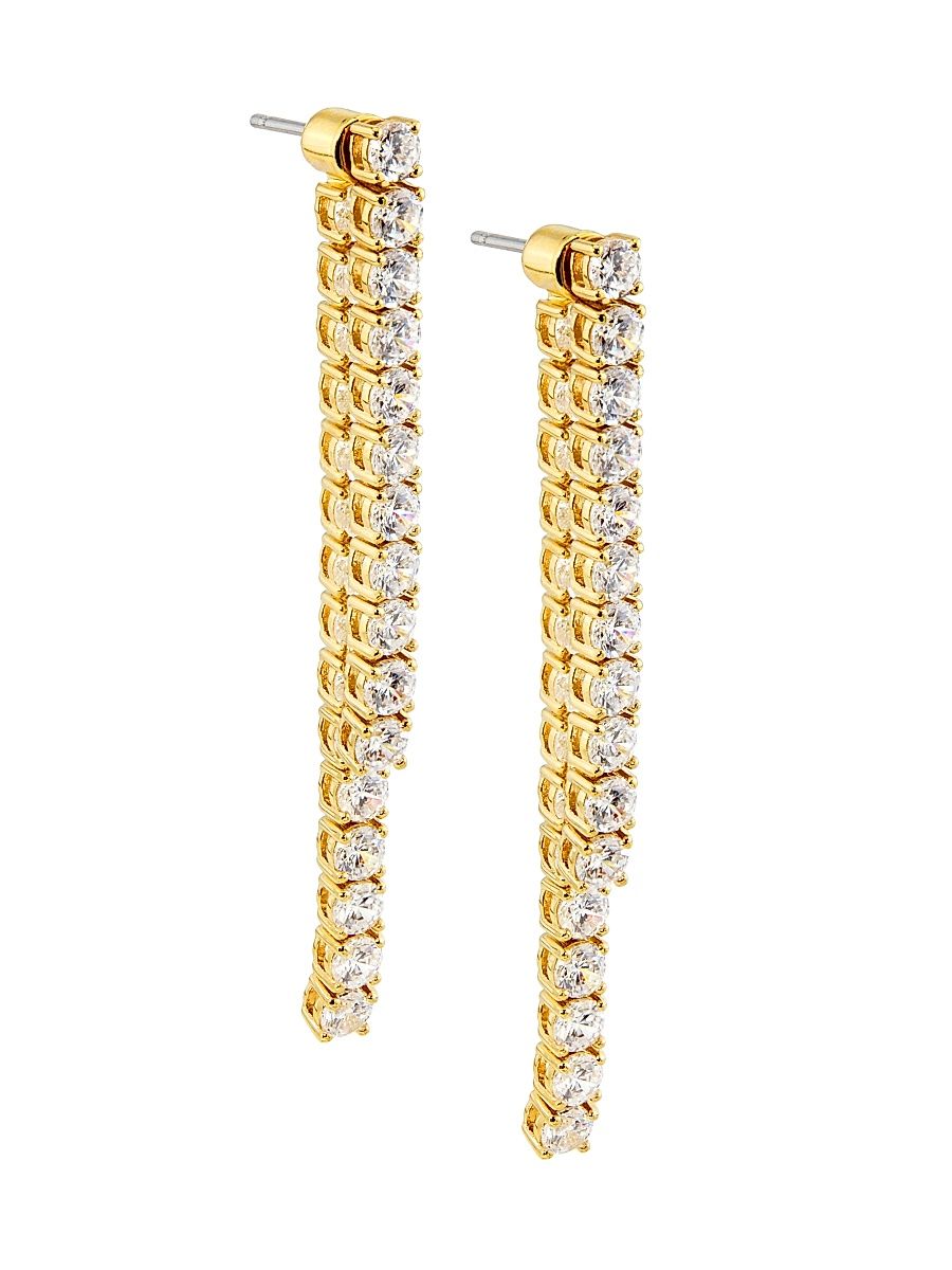 Women's Cubic Zirconia Linear Drop Tennis Earrings - Gold