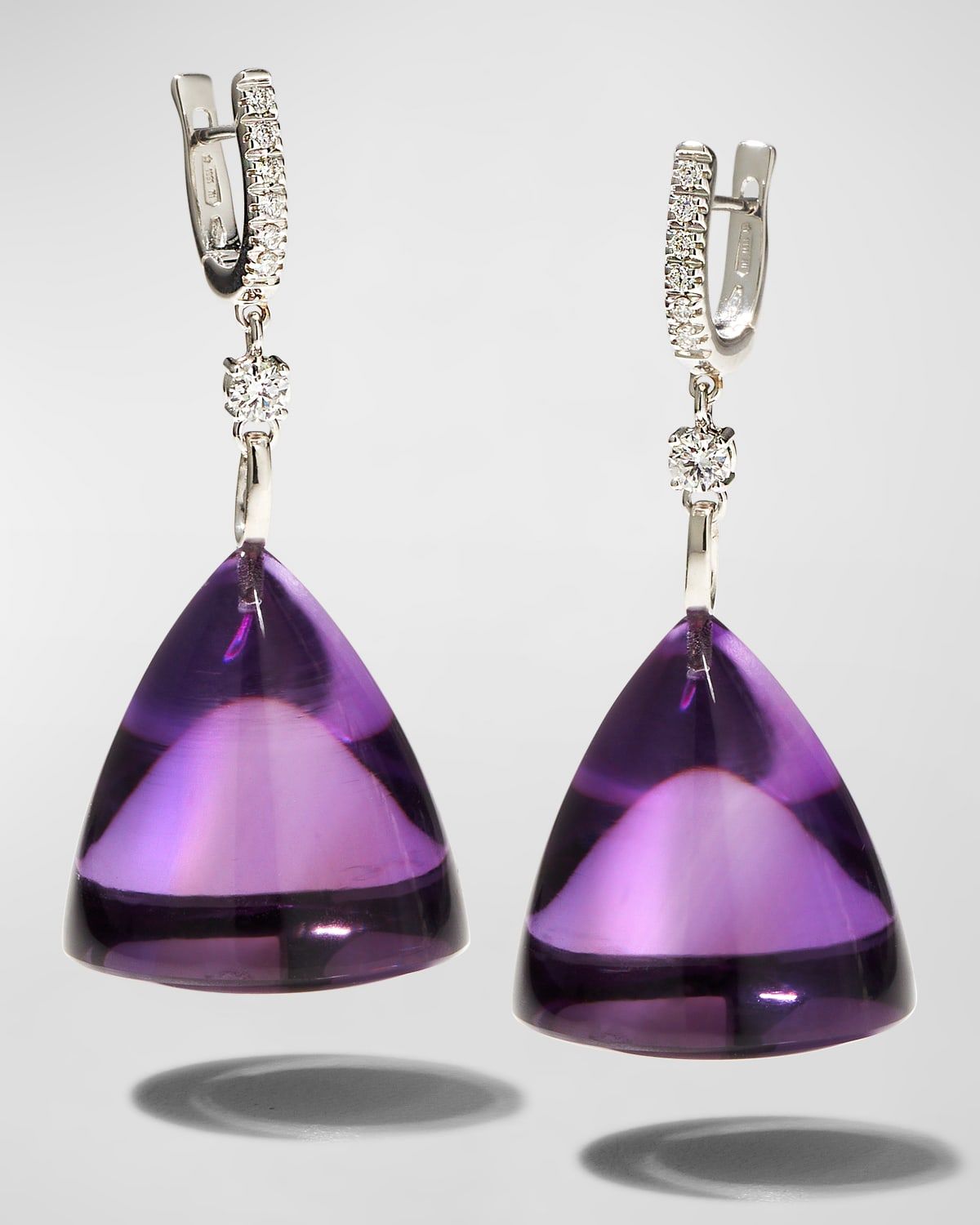 18K White Gold Renaissance Earrings with Amethyst and Diamonds