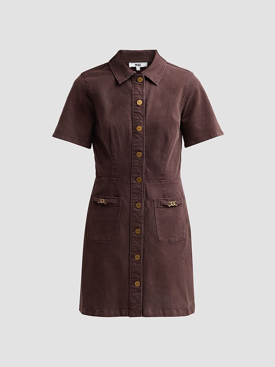 Women's Clementine Denim Mini Dress - Rich Chocolate - Size 10