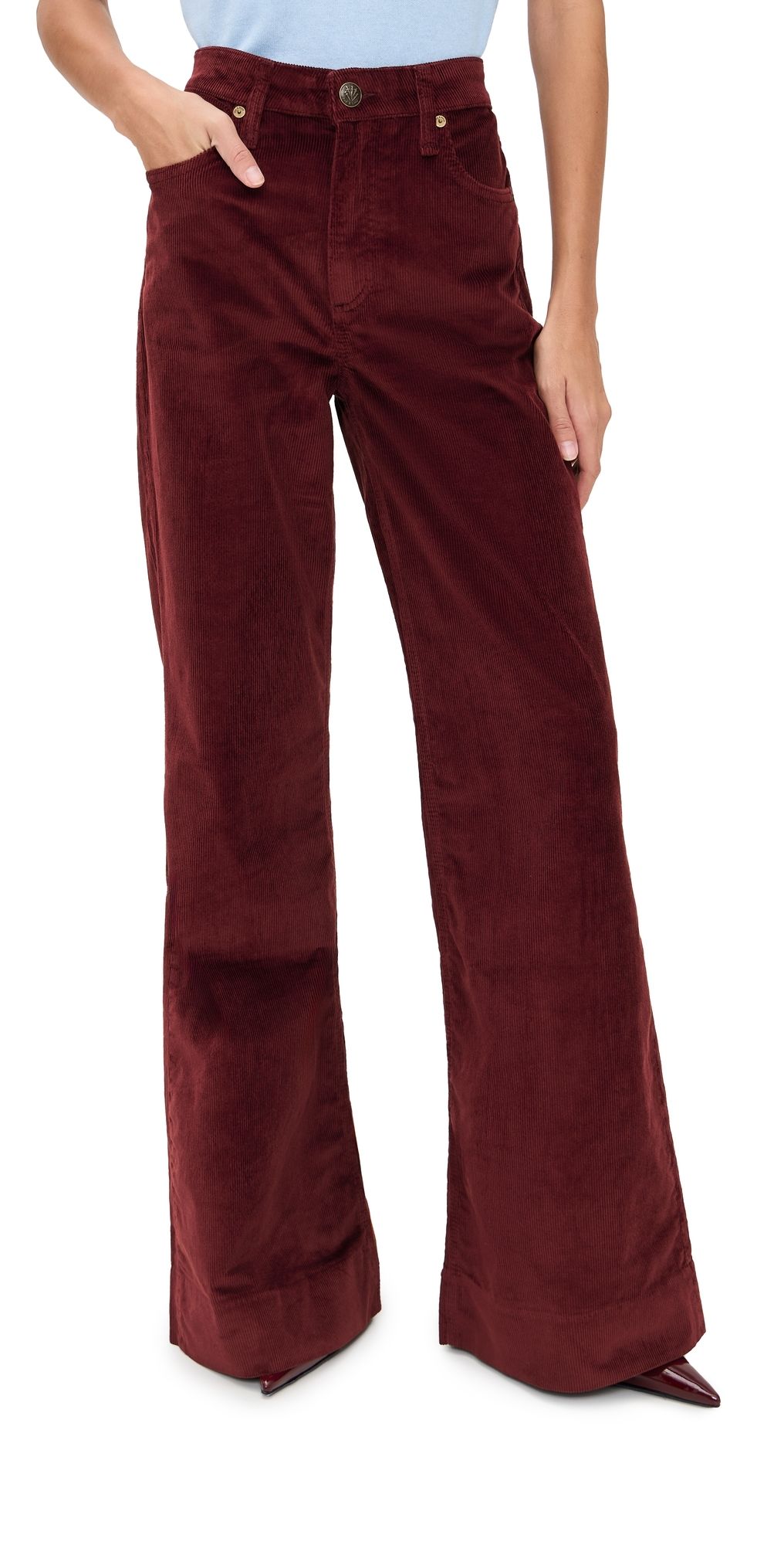 rag & bone Skylar High-Rise Corduroy Trousers Burgundy 30