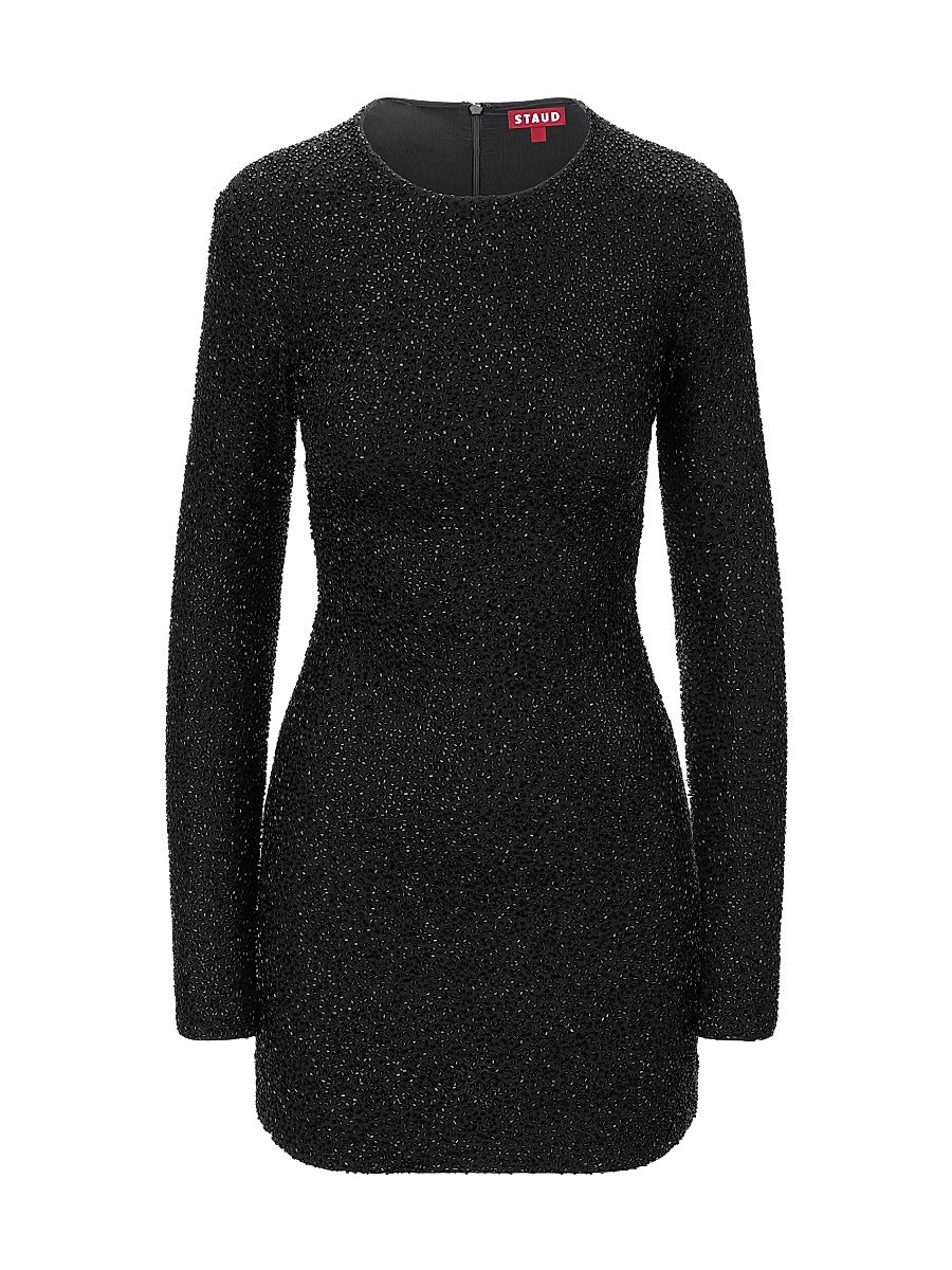 Women's Paradise Embellished Long-Sleeve Minidress - Black - Size Large