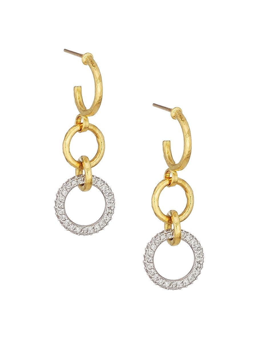 Women's Hoopla Two-Tone Gold & Diamond Drop Earrings - Yellow Gold