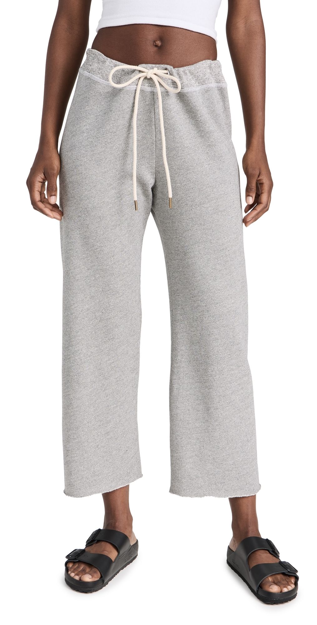 THE GREAT. The Wide Leg Cropped Sweatpants Varsity Grey 3