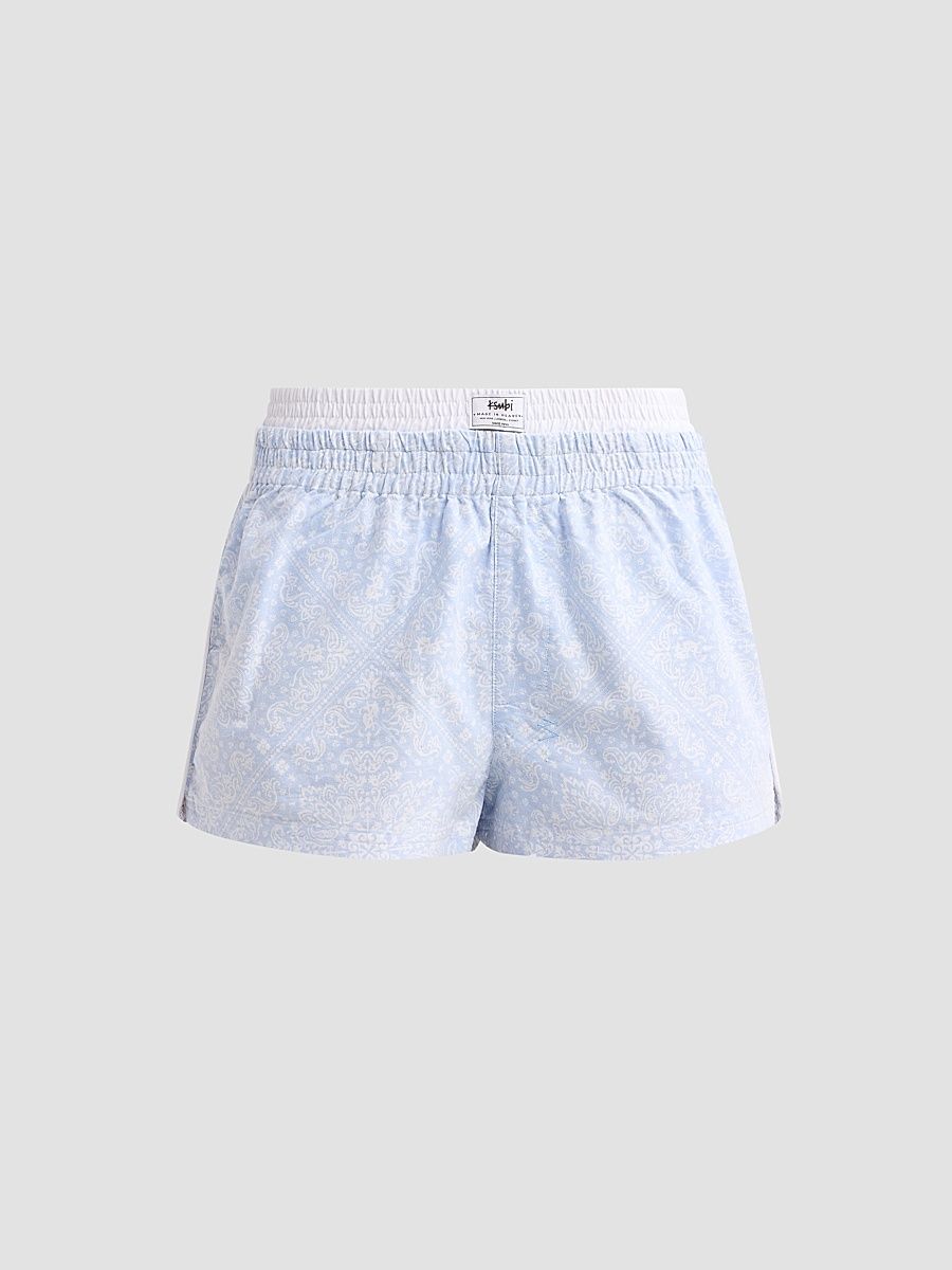 Women's Bandana Cotton Mid-Rise Boxer Shorts - Blue - Size XS