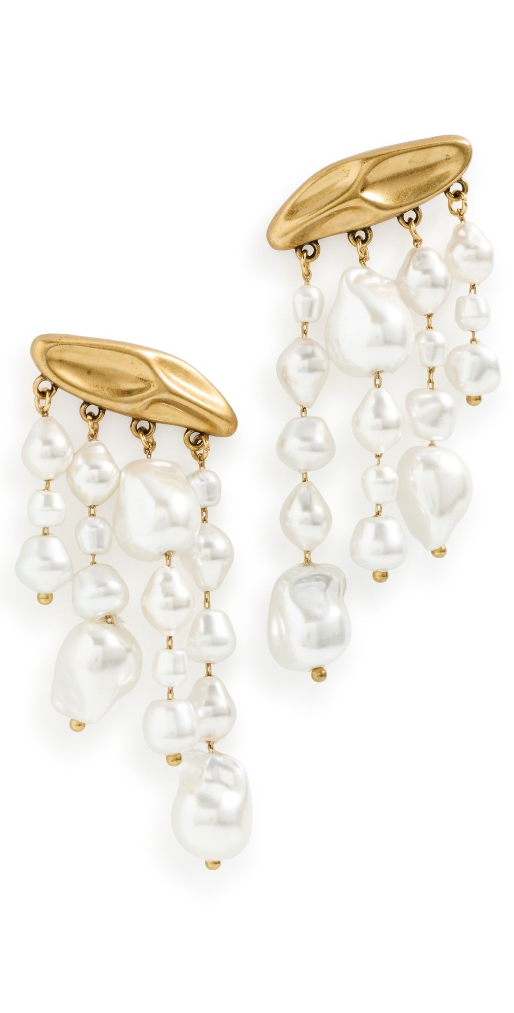 Cult Gaia Pearl Earrings Antique Brass One Size