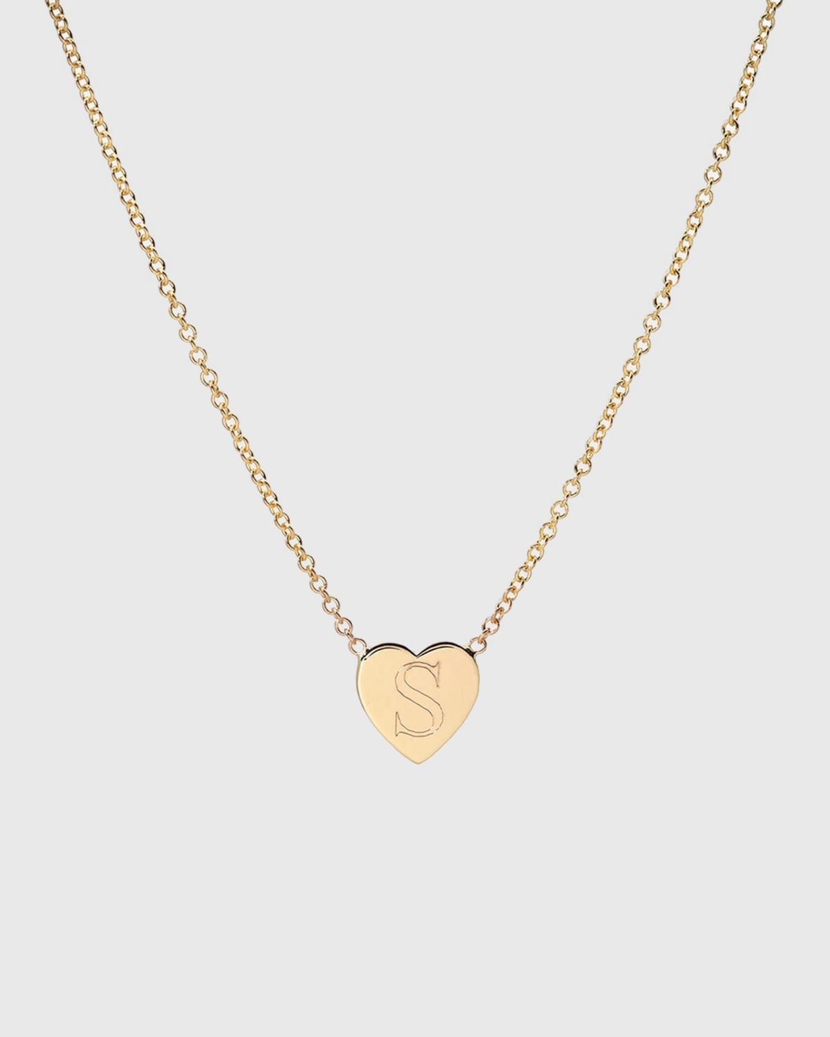 14k Gold Initial Heart Necklace