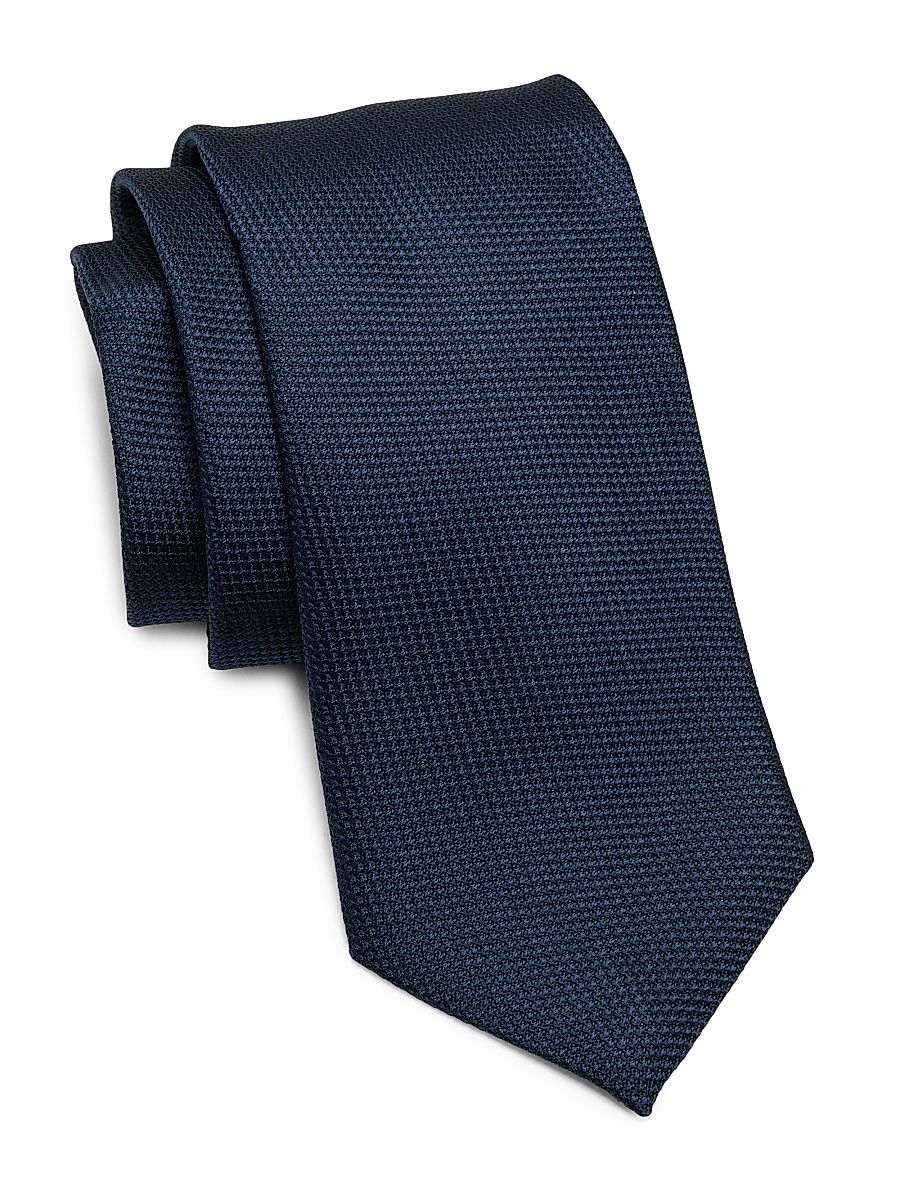 Men's Textured Silk Tie - Navy