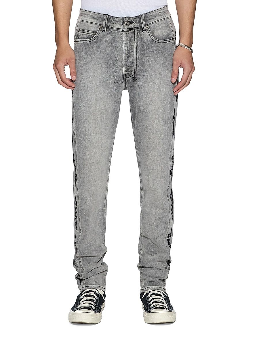 Men's Chitch Graphic Cotton Tapered-Leg Jeans - Grey - Size 38