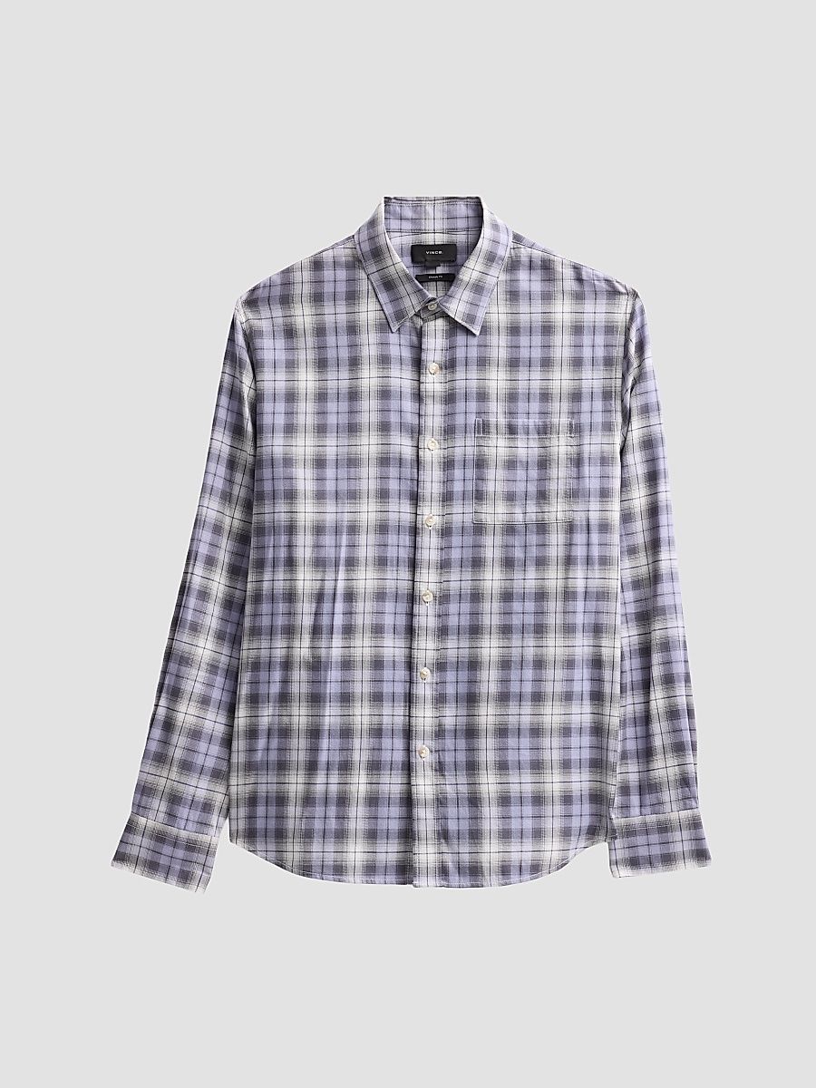 Men's Exchange Plaid Cotton Shirt - Dark Lilac - Size Large
