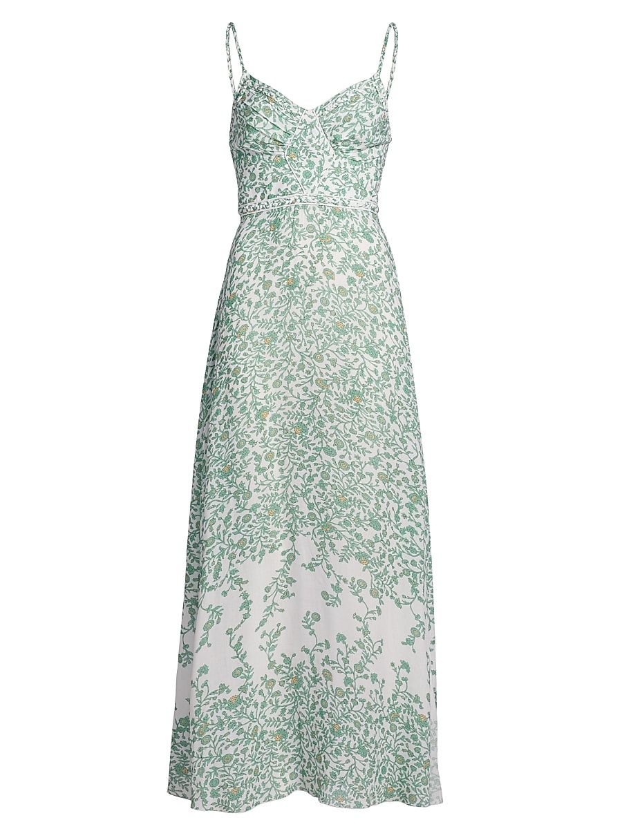 Women's Cara Floral Maxi Dress - Green Lazuli - Size Small
