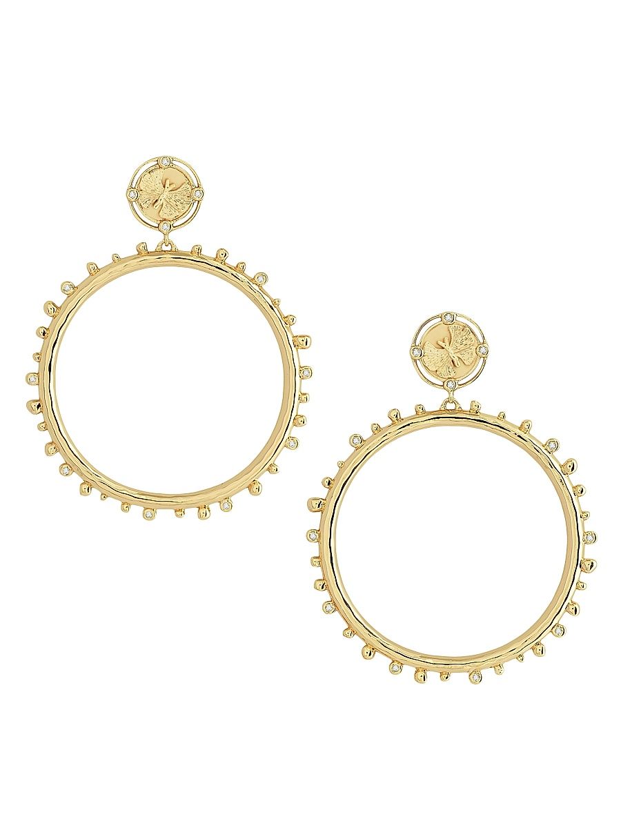 Women's Coin 18K-Gold-Plated & Cubic Zirconia Butterfly Drop Earrings - Gold