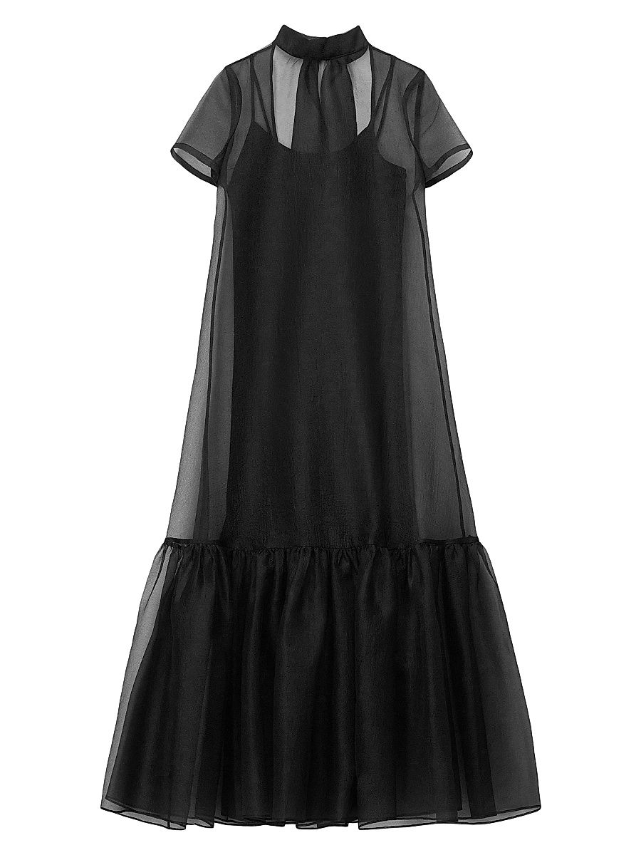 Women's Calluna High-Neck Organza Gown - Black - Size Small