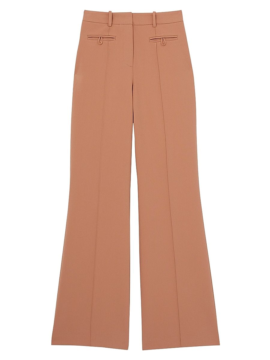 Women's Abbey Pintuck Flare-Leg Trousers - Tan - Size 14