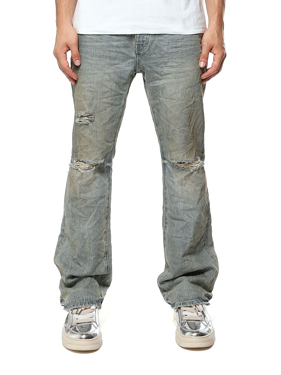 Men's Dirty Fade Down Rip Boot Jeans - Light Indigo - Size 38