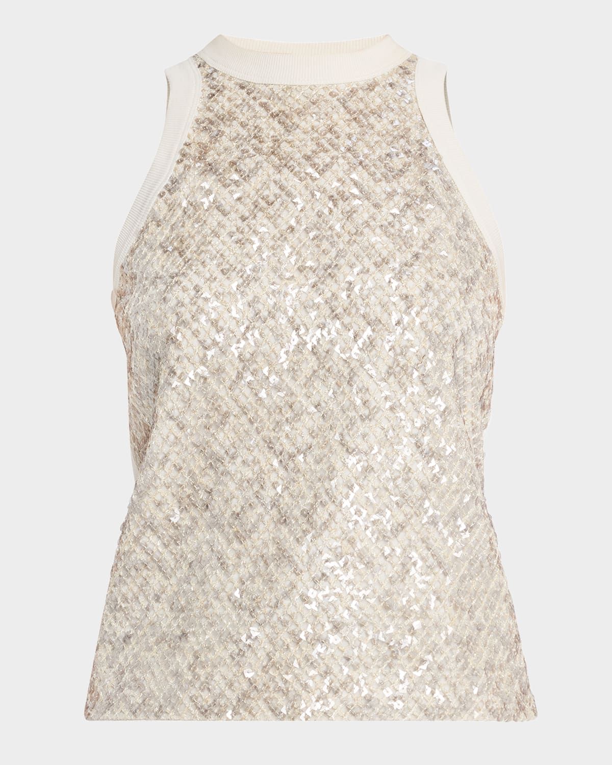 Paillette Embroidered Jersey Tank Top