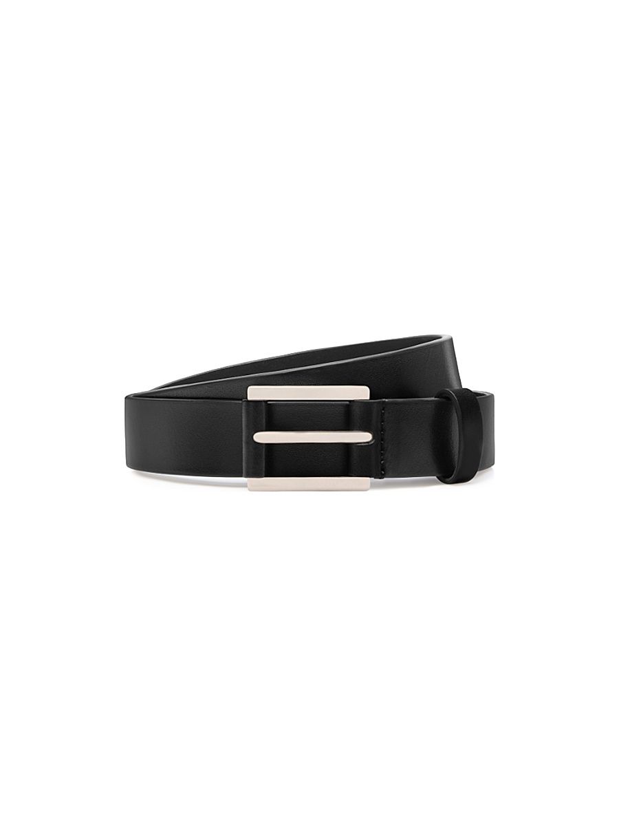 Men's Vacchetta Leather Buckle Belt - Black - Size 38