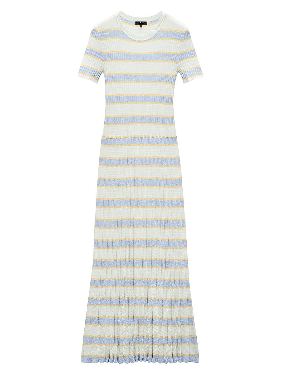 Women's Eloise Short-Sleeve Pleated Sweater Dress - Green Multi - Size Small