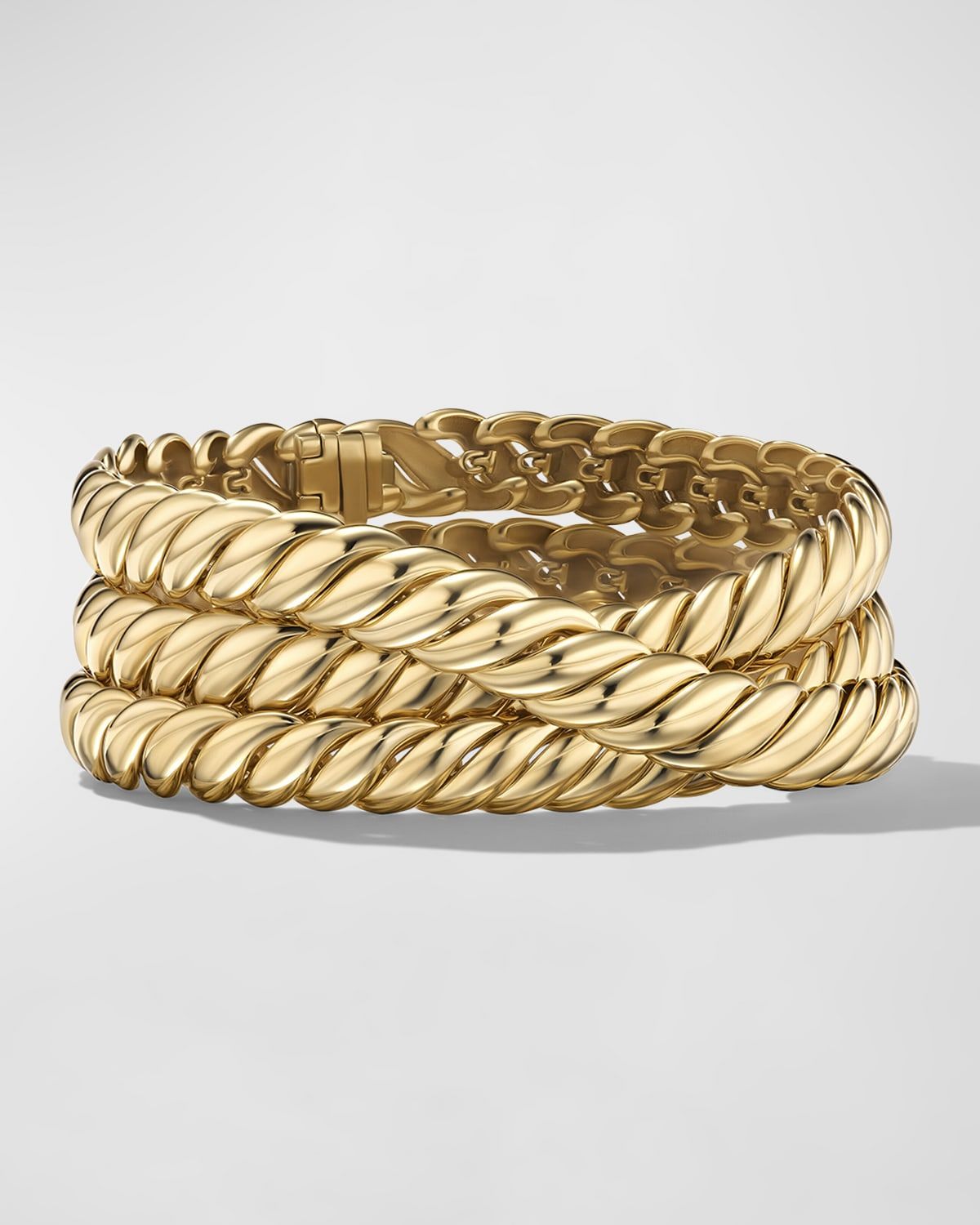 Sculpted Cable 3-Wrap Bracelet in 18K Gold