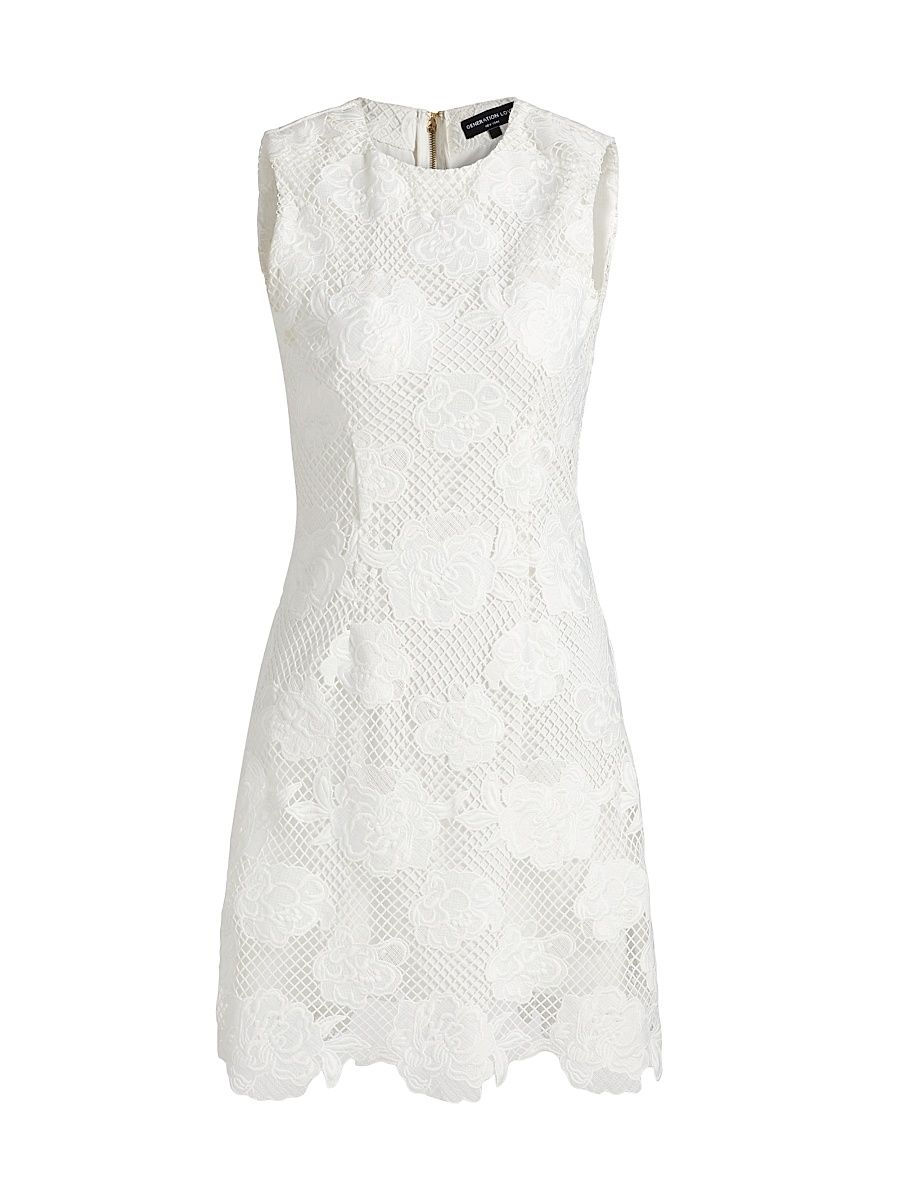 Women's Dania Floral Mesh Minidress - White - Size Medium