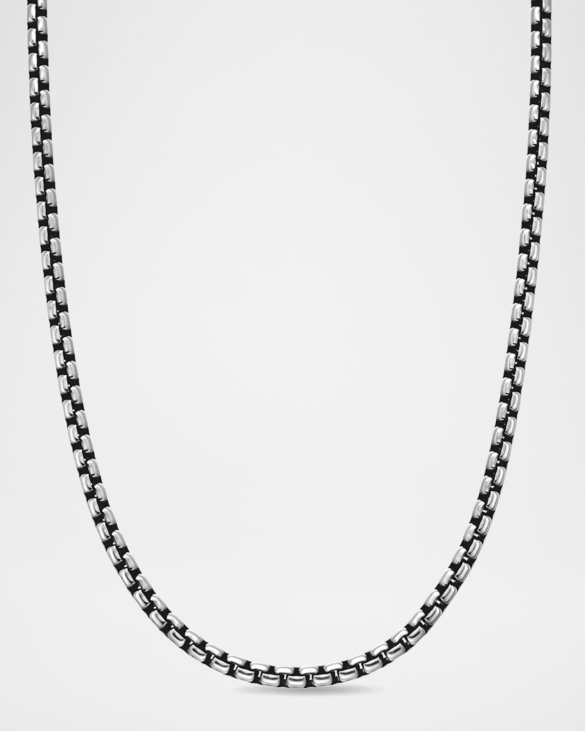 Men & apos;s Box Chain Necklace in Silver, 3.6mm, 26"L