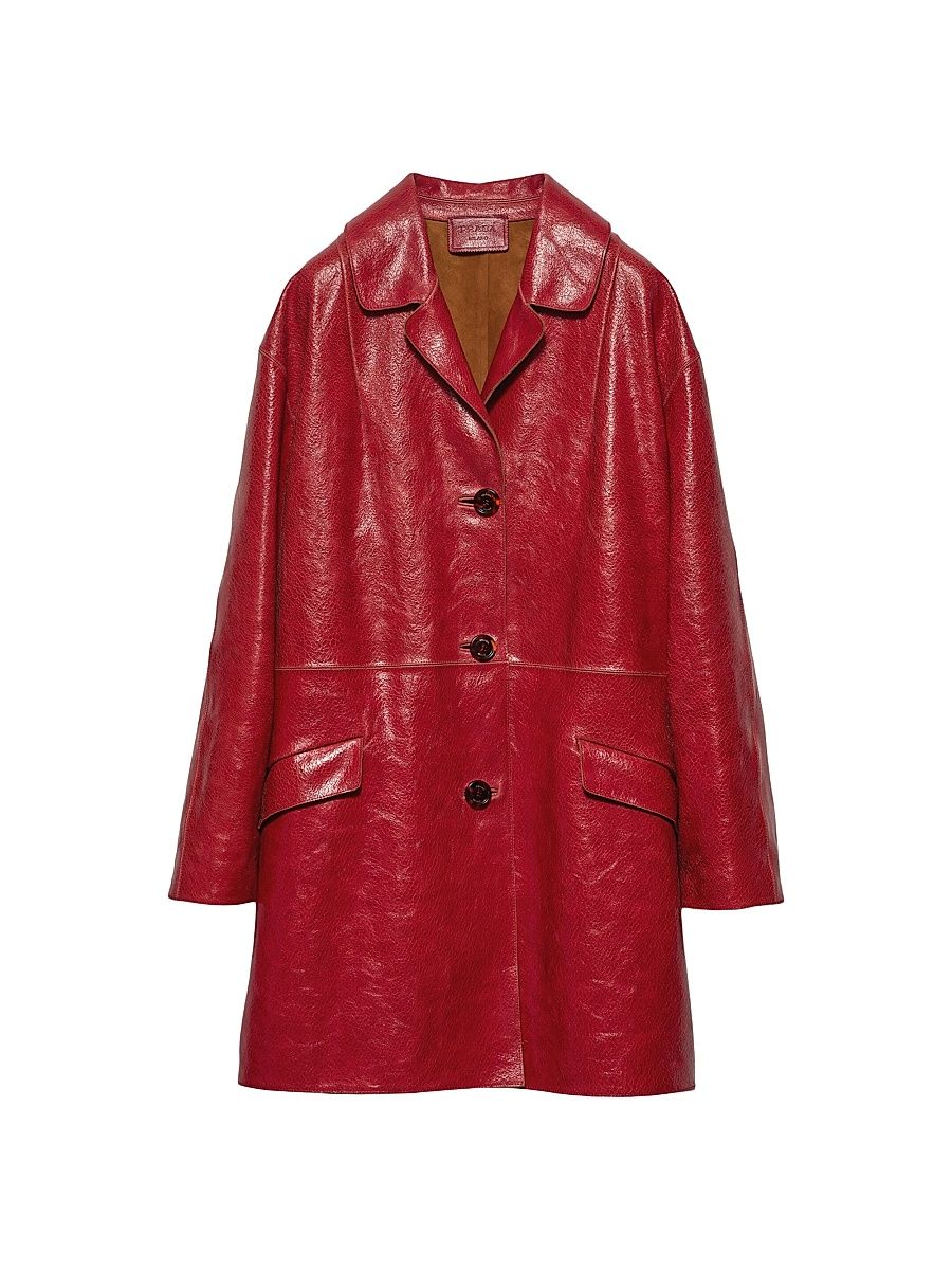 Women's Crackle Suede Coat - Red - Size 2