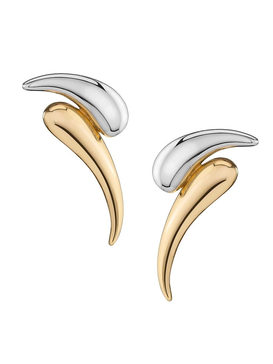 Women's Aries 12K-Gold-Plated & Rhodium-Plated Stud Earrings - Two Tone