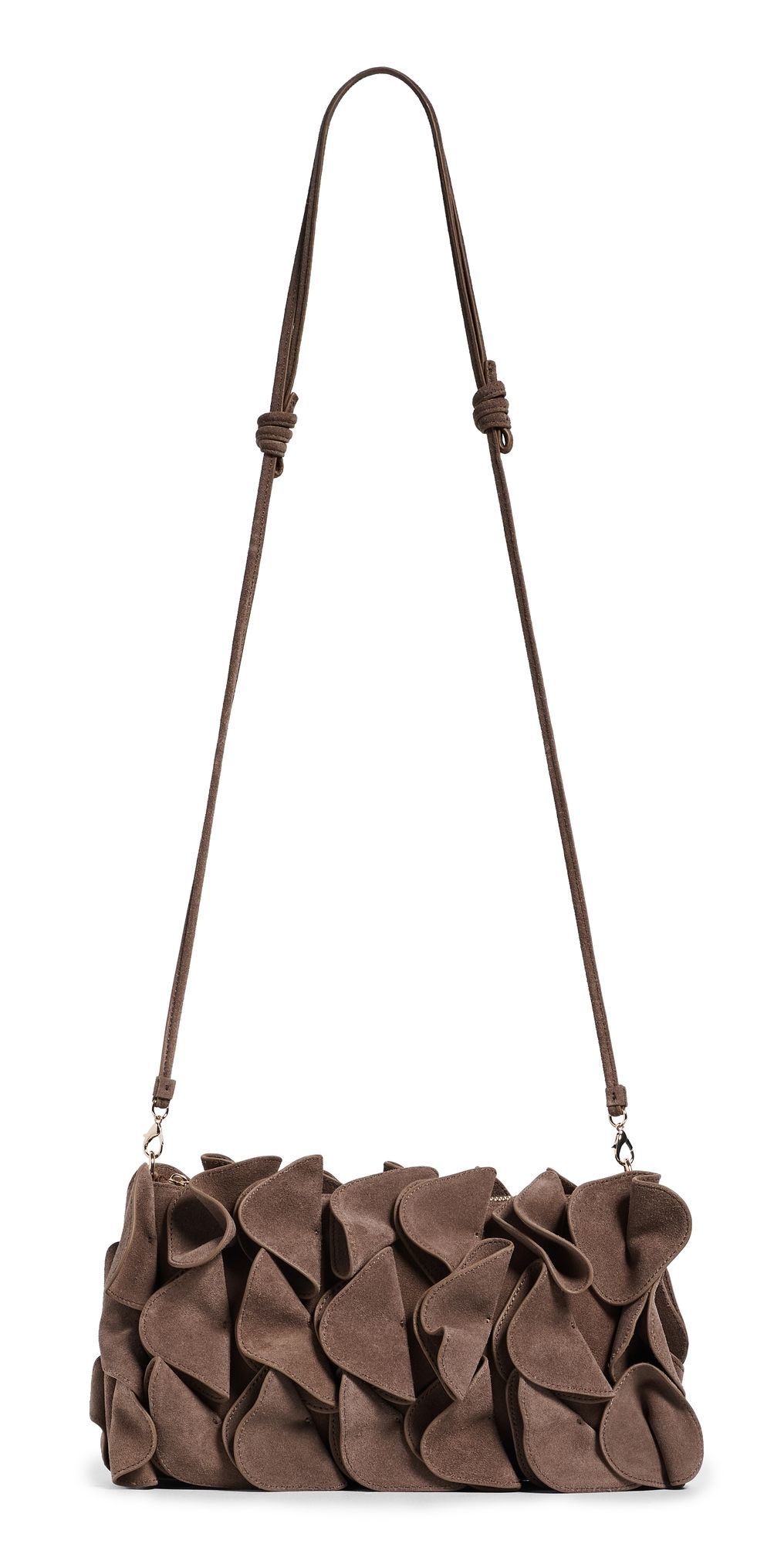 FARM Rio Suede Flower Clutch Bag Sand One Size