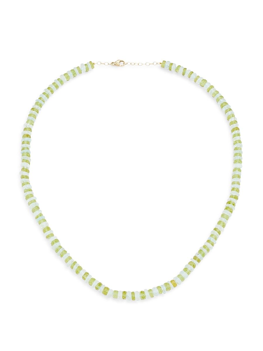 Women's Atlas 14K Yellow Gold, Aquamarine & Peridot Necklace - Watermelon
