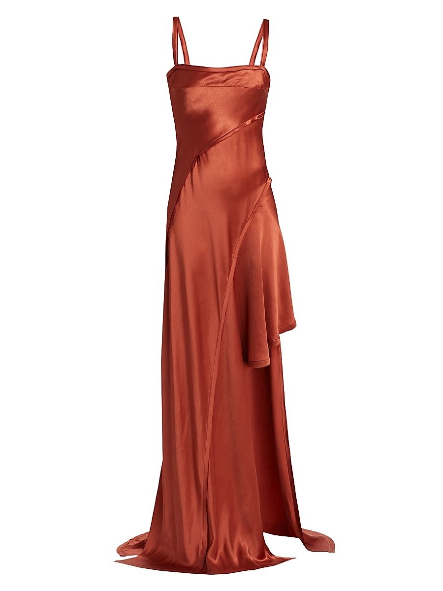 Women's Crinkled Satin Bias Slip Gown - Pink Ginger - Size 8