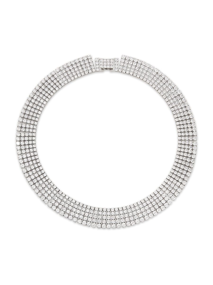 Women's Diana Drama Rhodium-Plated & Cubic Zirconia Collar Necklace - Silver