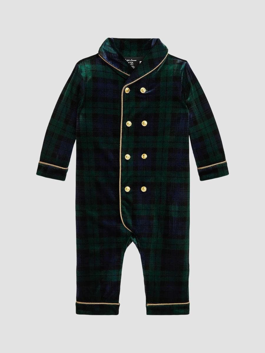 Polo Ralph Lauren Boy's Baby Boy's Plaid Velour Double-Breasted Coverall - Blackwatch Tartan - Size 9 Months