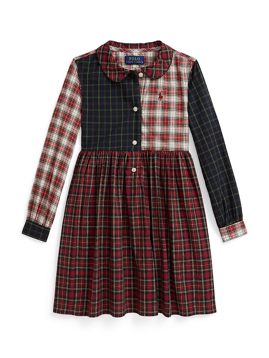 Little Girl's & Girl's Plaid Poplin Shirtdress - Size 7
