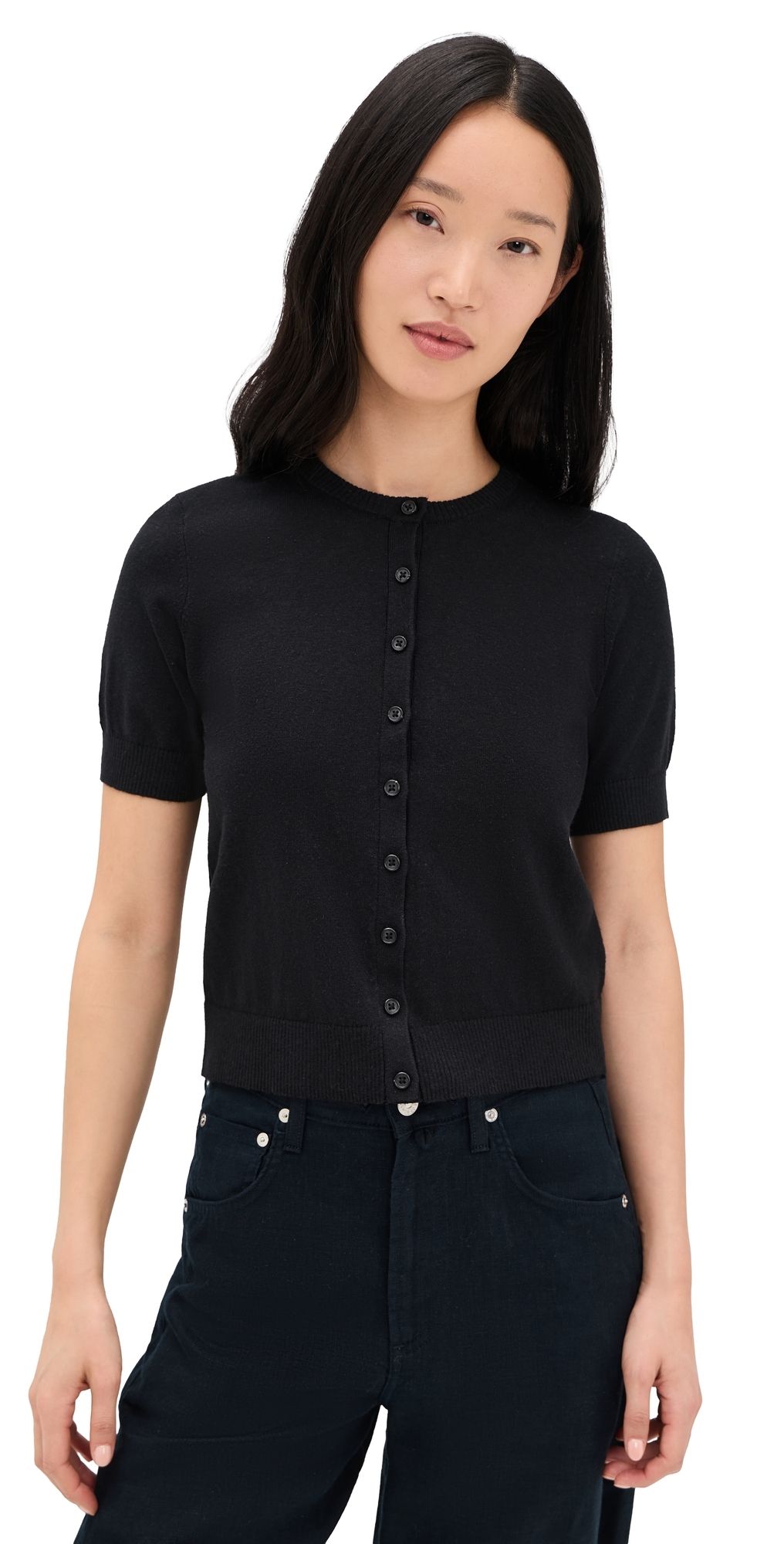 La Ligne Short Sleeve Cardigan Black XS