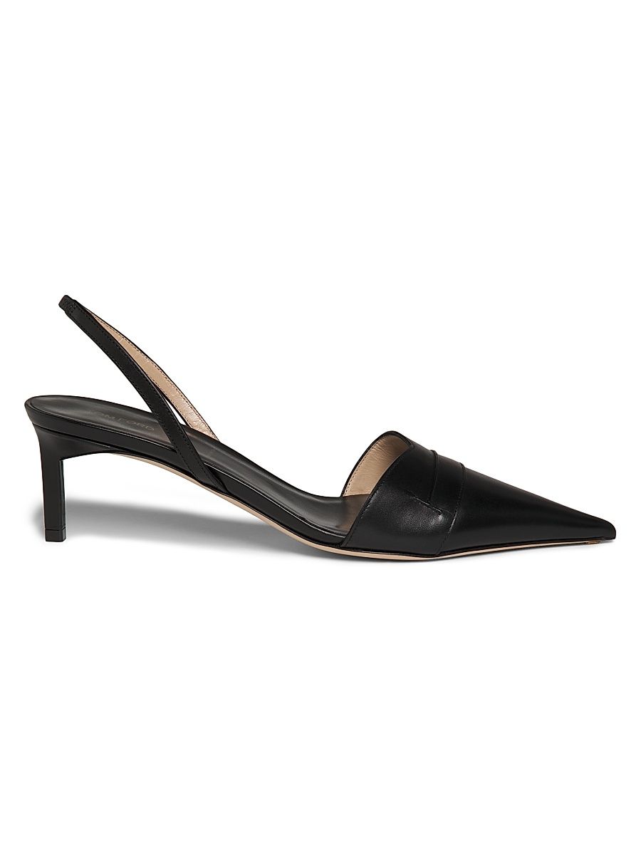 Women's Eva 55MM Leather Slingback Pumps - Black - Size 10.5