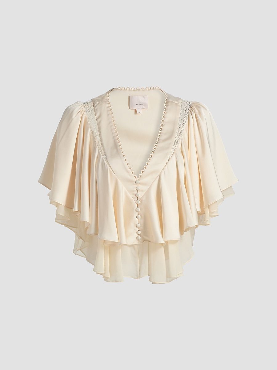 Women's Mary Flounce Top - Gardenia - Size XL