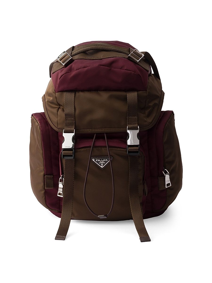 Men's Re-Nylon and Saffiano Leather Backpack - Black