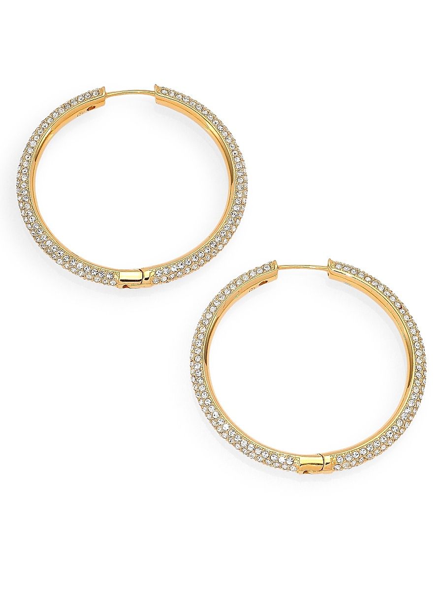 Women's 18K-Gold-Plated & Pavé Crystal Hoop Earrings - Gold