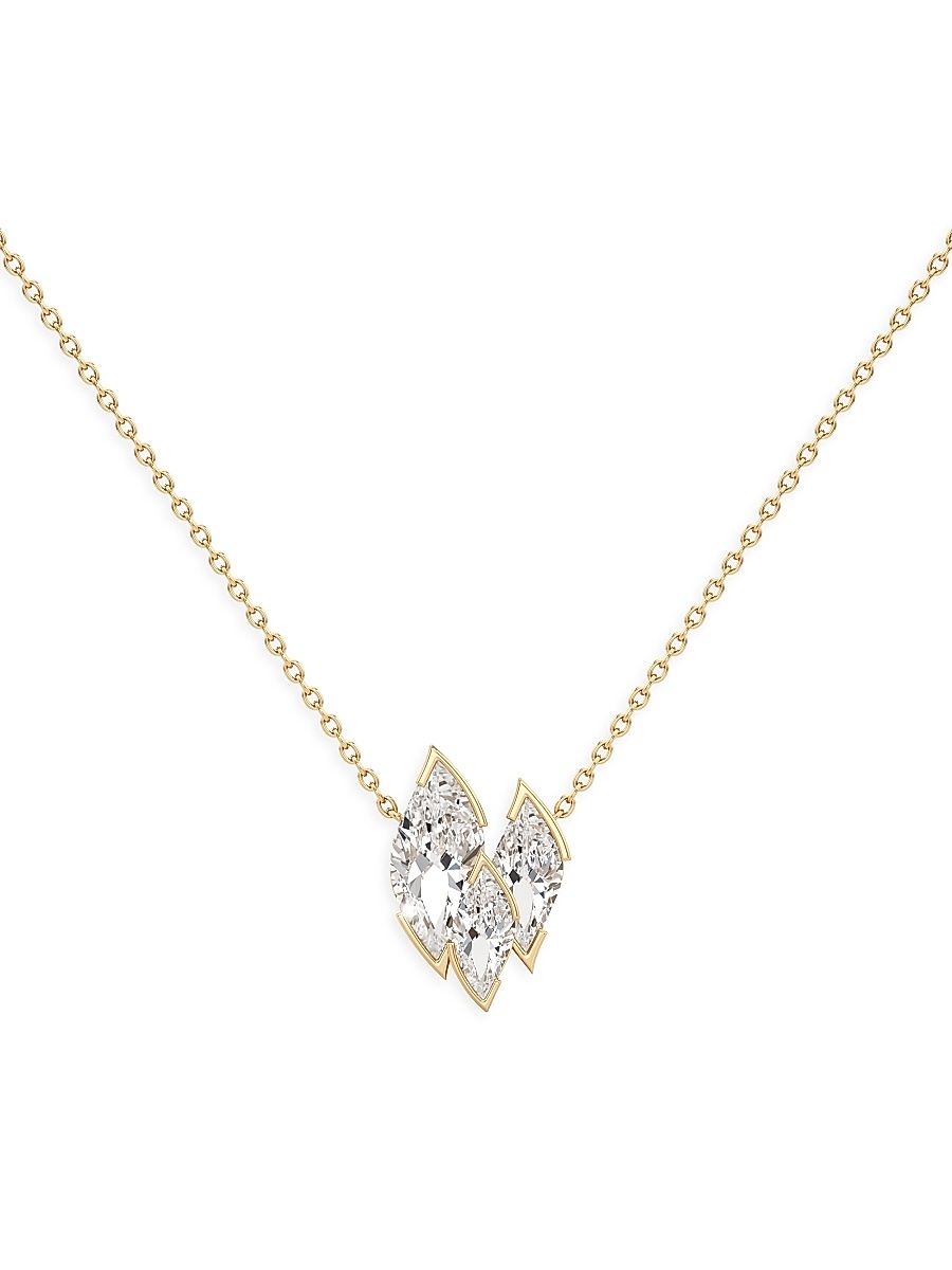 Women's Flame 18K Yellow Gold & 1.08 TCW Lab-Grown Diamond Pendant Necklace - Yellow Gold