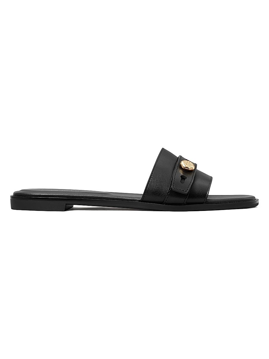 Women's Romy Leather Slide Sandals - Perfect Black - Size 11