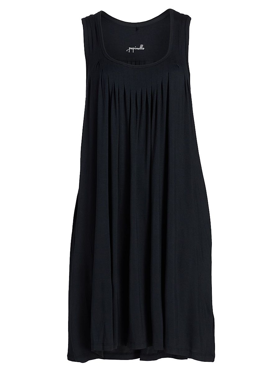 Women's Kate Soft Pleat Sleep Dress - Black - Size Large