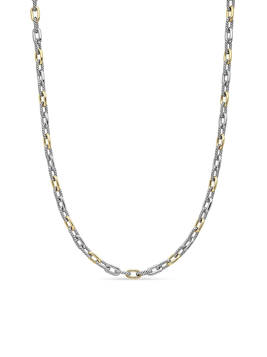 Women's Madison Chain Necklace in Sterling Silver with 18K Yellow Gold - Size 18