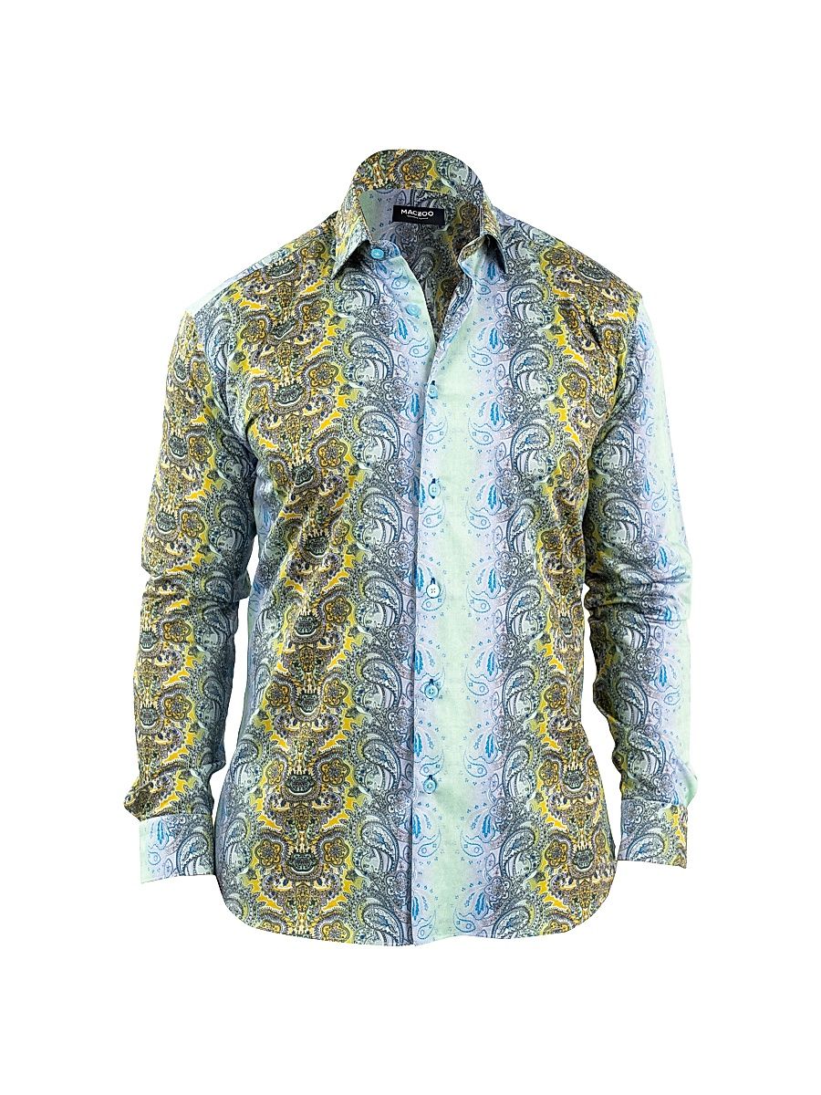 Men's Fibonacci Paisley Luxe Shirt - Green - Size Medium