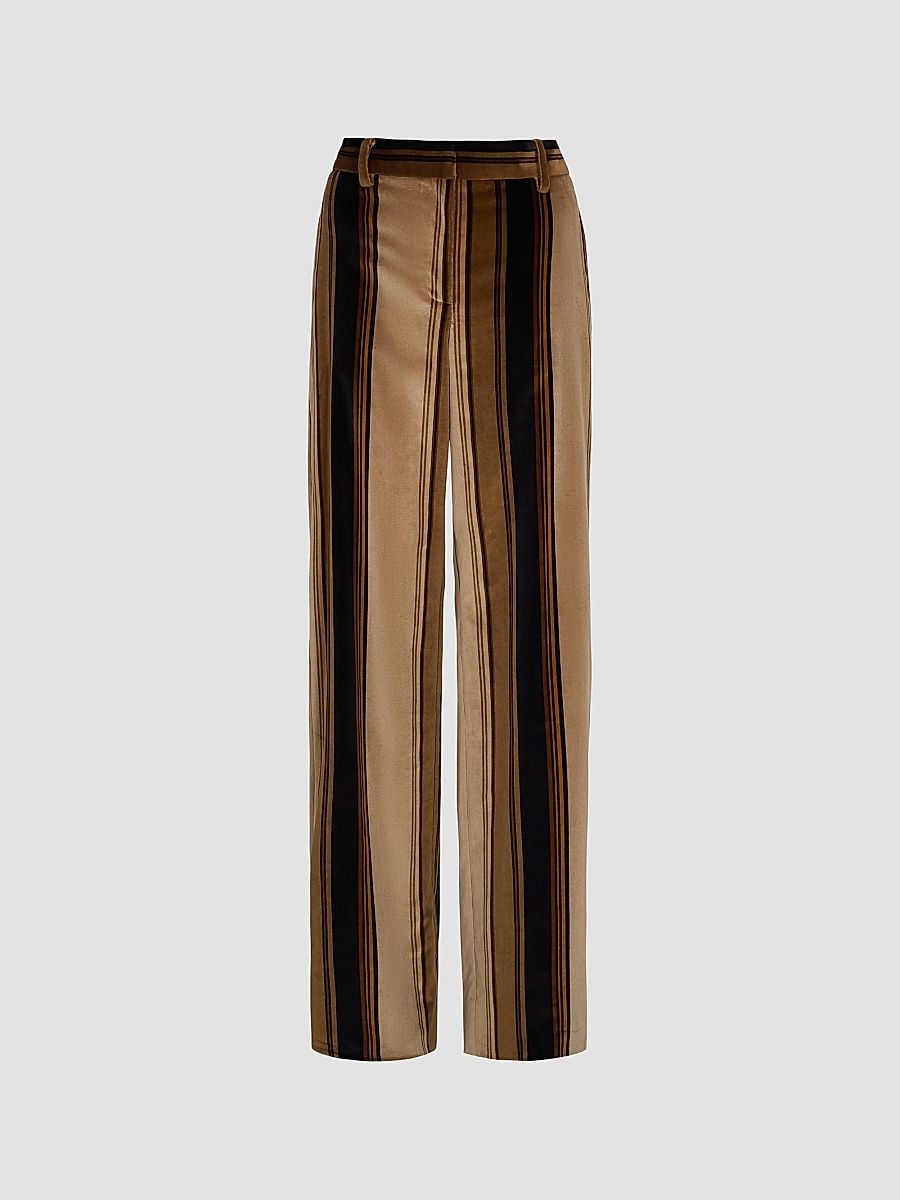 TWP Women's Isla Striped Cotton Pants - Sepia Tint Midnight - Size 12