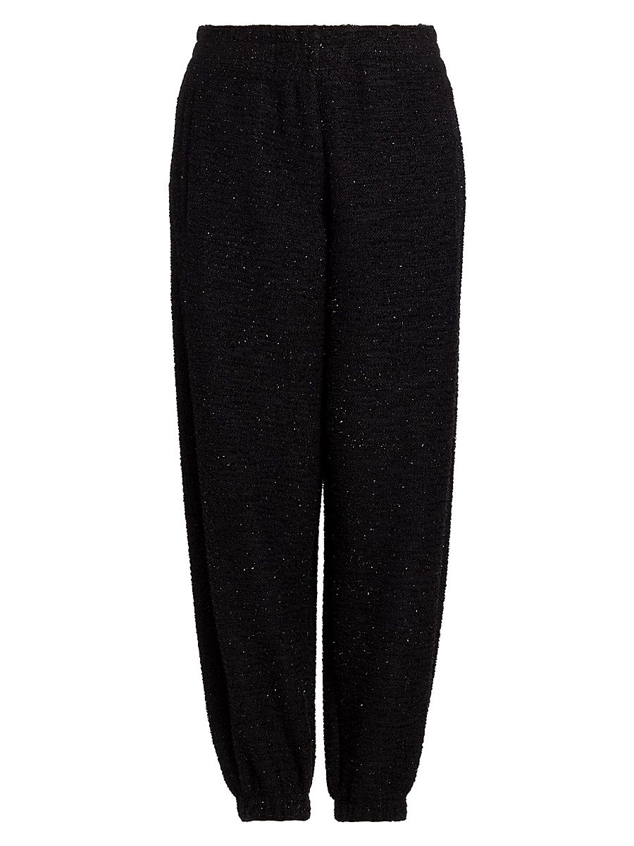 Women's Rena Tweed Knit Joggers - Black - Size Large